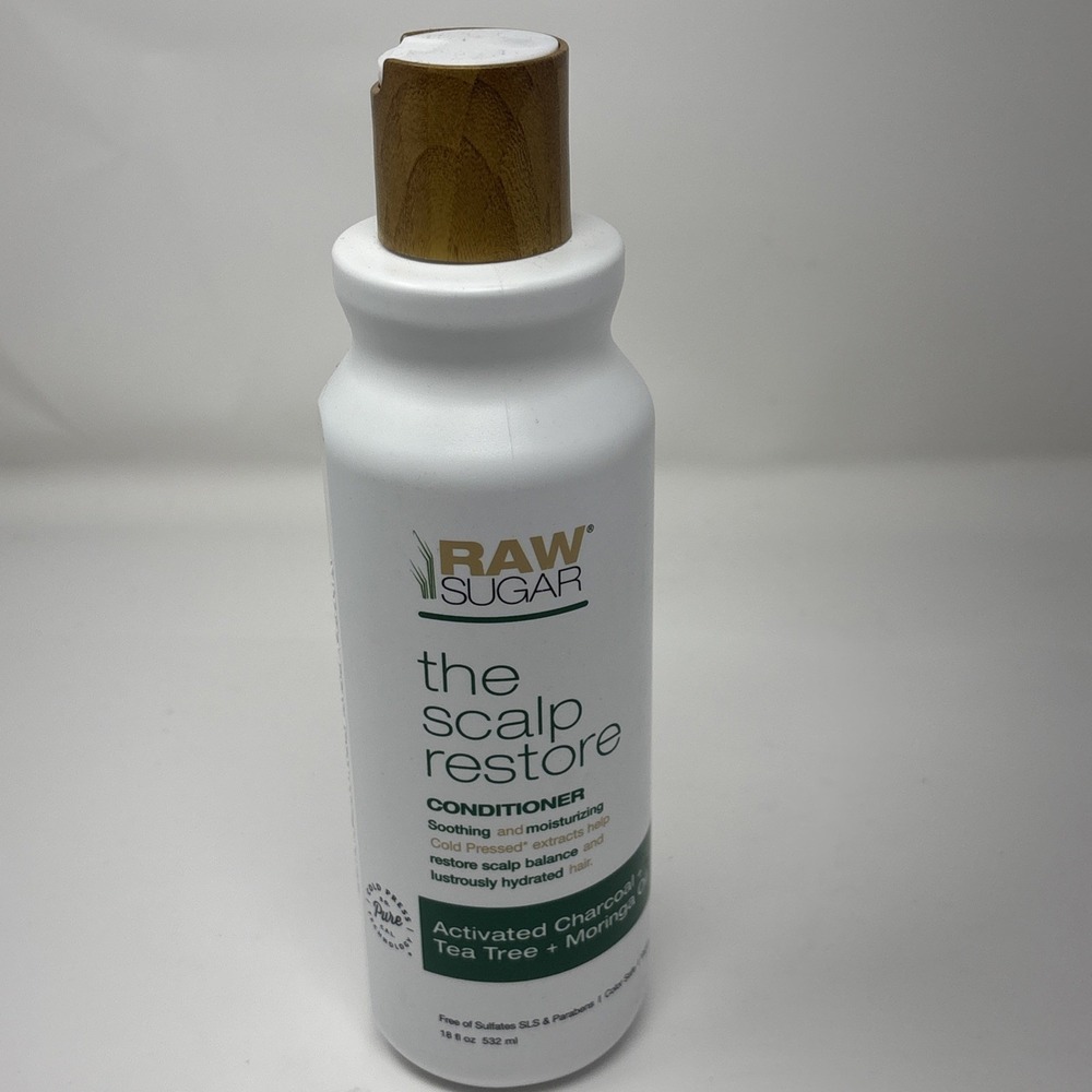 Raw Sugar The Scalp Restore Conditioner Activated Charcoal Tea Tree Moringa 18oz